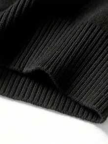Claim Dot Old Money Men's Plus Size Solid Color Zip-Up Half-Placket Long Sleeve Casual Streetwear Sweater Formal Vacation Office Black Autumn - Black - View 4