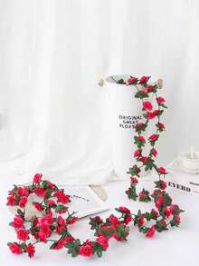 1Pc 45 Heads Artificial Rose Vine, Fake Hanging Flower Garland For Wedding Arch Flower Wall Decor - Multicolor - View 7