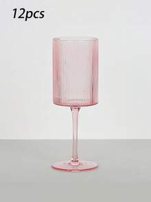 Striped Cylindrical Stemmed Wine Glasses, Pink/Green/Blue, Suitable For Friend Gatherings, Weddings, Banquets, Festivals And Birthday Parties (Bubbles May Appear On The Glass Body, Which Is Normal) - View 15