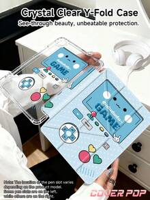 One Blue Bow Game Pattern Tablet Case, Built-In Slot, Reinforced Silicone Corner, Automatic Wake-Up Sleep Function, Suitable For Christmas, Valentine's Day And New Year's Day Gifts. - Multicolor - View 3