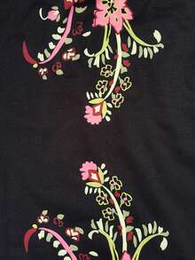 EMERY ROSE Plus Size Women Floral Allover Print And Embroidered Zip-Up Top - Multicolor - View 4