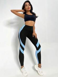 Easithlete Easithlete 女款拼色高腰休閒日常旅行運動緊身褲 - 彩色 - 查看 5