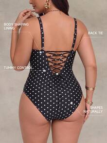 Shapewave Plus Size Women Sexy Beach Shaping One-Piece Swimsuit - Black - View 2