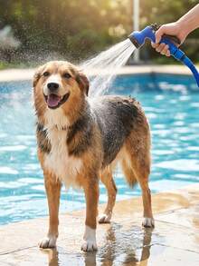 1pc The Blue Telescopic Elastic Hose, Equipped With An Adjustable Nozzle, Is Suitable For Car Washing, Lawn Watering, Plant Care, And Pet Bathing. It Can Be Used All Year Round And Is Made Of Hose And Connector. - Blue - View 7