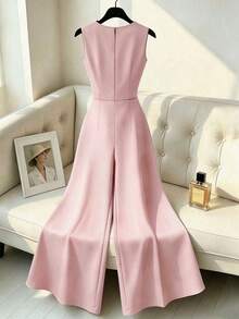SHEIN Raffinéa Summer, Festivals, Elegant Parties, Wedding Guest Jumpsuit, Versatile Jumpsuit For Commuting Parties, Graduation Party Jumpsuit, Pink Jumpsuit - Baby Pink - View 2