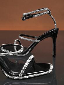 SHUZIA Women's Fashion Daily Versatile Ankle Strap Heeled Sandals - Black - View 6