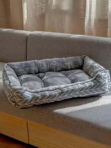 1pc Fluffy Pet Bed, Warm Arctic Velvet Cozy Dog & Cat Nest, Washable Round Plush Kennel For Small To Large Dogs, Super Soft Winter Sleeping Mat For Indoor Home Use, Gray/Yellow Available - Multicolor - View 6
