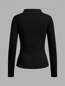 SHEIN LUNE 3 piezas de camisetas de manga larga acanaladas de color sólido para mujer - Multicolor - Ver 5