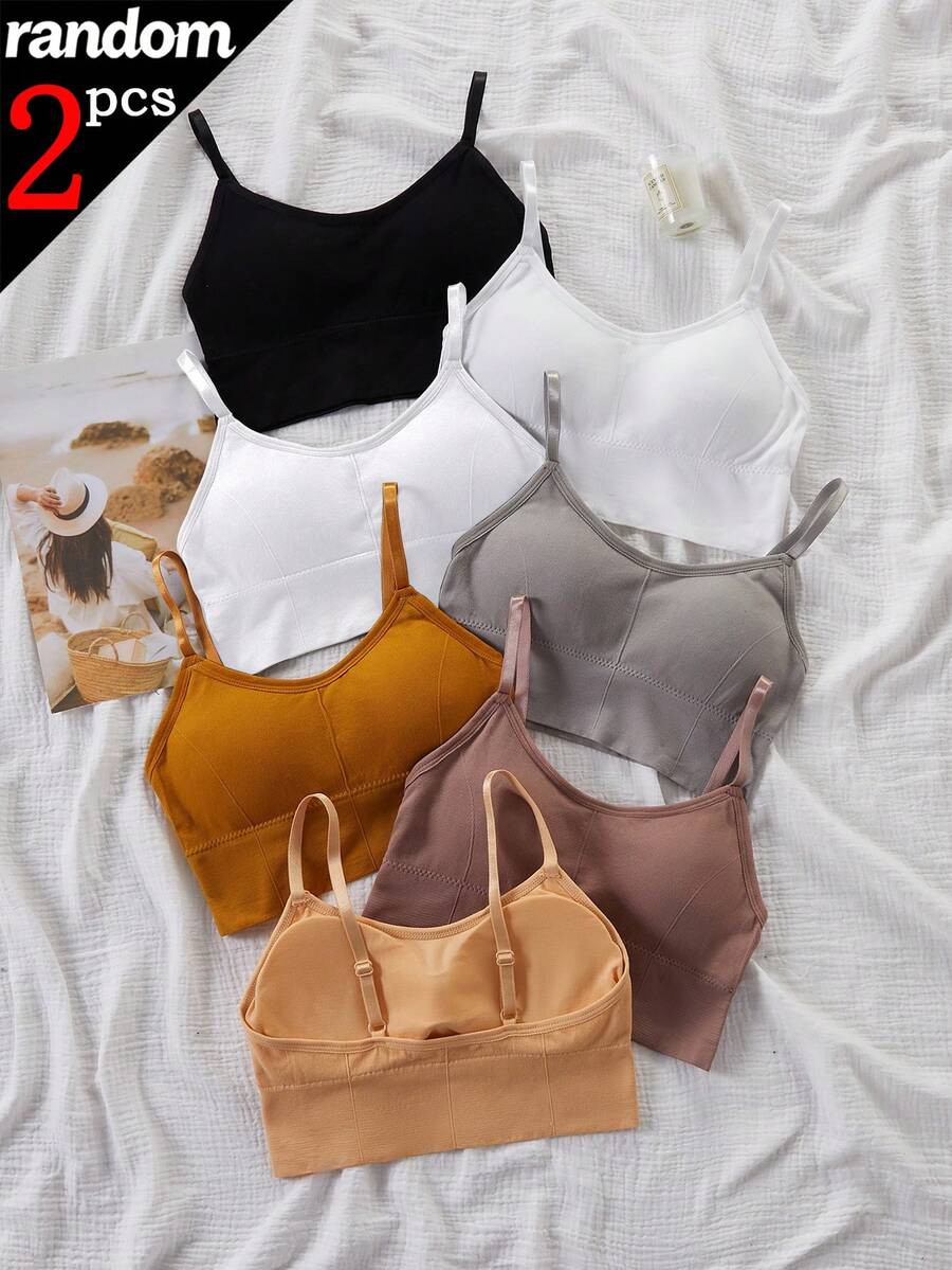 Teen Girl Solid Color Padded Sports Bra With Anti-Exposure Design - Multicolor - View 1
