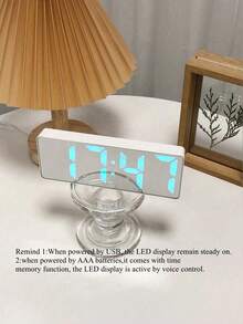 Teckwe 1pc LED Digital Alarm Clock With Night Light Function. Simple Desktop Design Combined With Automatic Dimming Feature. Large-Sized Digital Display. Suitable For Bedrooms And Living Rooms. (The Product Does Not Include Dry Batteries.) - white box - View 7