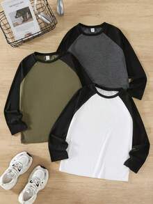 SHEIN Kids 3PCS Tween Boys T-Winter Shirts - Multicolor - View 2