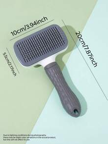 Self Cleaning Pet Grooming Brush 1PC One Click Deshedding Tool For Dogs Cats Rabbits Hair Remover Slicker Comb For Long Short Haired Pets Reusable Easy Clean Fur Removal For Home Use - Grey - View 2