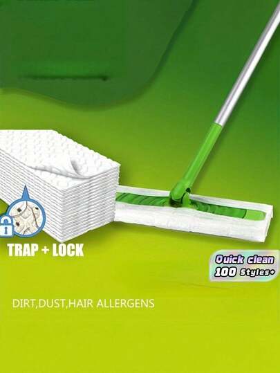 30/60/100Pcs Electrostatic Dust Cloth Dry Wet Mop Pads Disposable Quick Clean Refill For Home Office Floor Cleaning Supplies For Adults