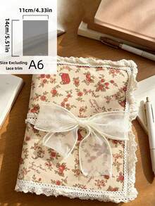 Cirelle 1件復古花卉布藝書套，蕾絲飾邊，美學甜美風日記本套，大蝴蝶結裝飾，鄉村風平裝書保護套 - 多色 - 查看 12
