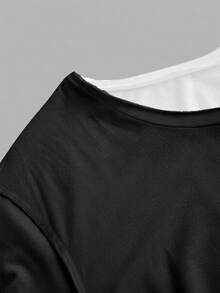 SHEIN EZwear 休閒簡約豹紋滿版印花露肩落肩短袖寬鬆女款T恤 - 彩色 - 查看 5