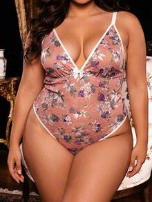 Seduluxe 1 buah Bodysuit Seksi Tanpa Kawat Ukuran Plus Berenda - MultiWarna - View 3