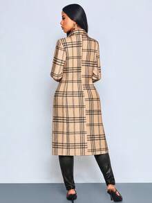 SOLERSUN Sexy Elegant Casual Women's Autumn/Winter Wool Plaid Coat (Random Pattern) - Khaki - View 3