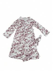 1件可愛兔子花卉印花和服浴袍，短袖V領裹身家居服，附側綁帶與荷葉邊下擺，輕便休閒夏季居家服 M-XXL - 彩色 - 查看 7
