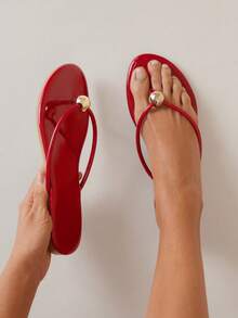 SHUZIA Sandalias de dedo en forma de T con punta redonda para la piscina - Marrón Chocolate - Ver 3