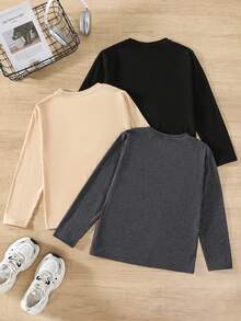 SHEIN 3 piezas de camisetas para niños preadolescentes - Multicolor - Ver 2