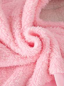 SHEIN Playful Pals Baby Girls Fluffy Pink Fleece Embroidered Hat Vest + White Sweatshirt + Pink Fuzzy Pants 3 Pieces Set - Multicolor - View 10