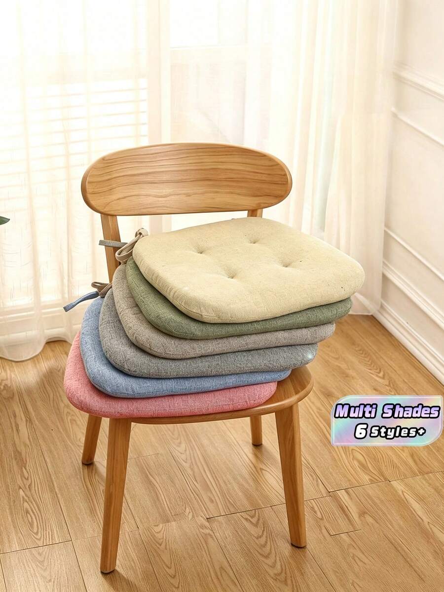 1PC Thickened Cotton Linen Chair Cushion, Universal All-Season Breathable Seat Pad For Dining Chairs, Home Office Comfortable Horseshoe Chair Pad With Non-Slip Bottom - Multicolor - View 1