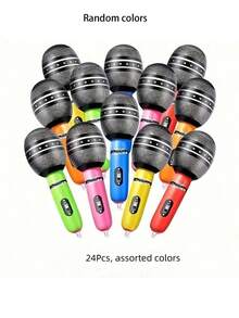 MINKOJA 3/6/12/18/24/36 Pcs 9.4 Inch Inflatable Microphone Balloons, PVC Fake Microphone Props. Assorted Bright Colors, Durable & No Power Needed. Novelty Party Decorations For Christmas, Birthdays, Concerts And Festival Events. - multicolor - View 12