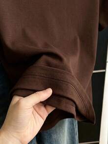 Resyla 女款休閒純色連帽短袖運動衫 - 咖啡棕 - 查看 4