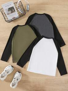 SHEIN Kids 3PCS Tween Boys T-Winter Shirts - Multicolor - View 4