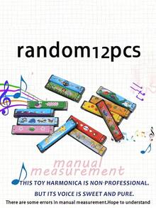 6/12PCS 16 Hole Double Row Cartoon Harmonica Portable Mini Musical Instrument Random Color Beginner Learning Music Toy For Birthday Valentine Back To School Graduation Party Favors Gifts Must Haves - Multicolor - View 8