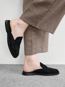 CUCCOO BIZCHIC 時尚女款黑色麂皮鏤空舒適通勤女式穆勒鞋，平底女鞋適合戶外度假、購物、上班及日常通勤，百搭平底女鞋 - 黑色 - 查看 6
