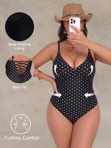 Shapewave Plus Size Women Sexy Beach Shaping One-Piece Swimsuit - Black - View 7