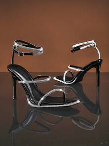 SHUZIA Women's Fashion Daily Versatile Ankle Strap Heeled Sandals - Black - View 5