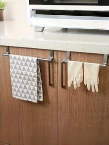 1 PC Elegant No Drill Over Door Towel Rack For Bathroom Kitchen Durable Rustproof Space Saving Wall Mounted Hanging Holder Strong Adhesive Hook Organizer Storage Rack Home Apartment Dorm Use Practical Decorative Stylish Multi Purpose - multicolor - View 7