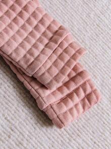 1 pieza Pijama de una pieza para bebé con diseño de orejas de conejo 3D rosa, suave y lindo, adecuado para otoño/invierno - Rosa Pálido - Ver 7