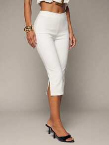 Hauture Women's Low Rise Stretch Capri Pant - White - View 4
