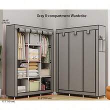 1 buah Rak Penyimpanan Lemari Pakaian Portabel - Mudah Dirakit, Kapasitas Besar, Rangka Logam, Rak Kain Non-Anyaman, Desain Minimalis Hitam, Cocok untuk Penyimpanan Kamar Tidur dan Lorong | Lemari Pakaian Modern | Lemari Pakaian Rangka Logam - Beraneka warna - View 13