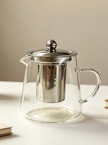 1PC High Borosilicate Heat-Resistant Glass Teapot, With Stainless Steel Filter Tea Infuser, Heat-Resistant Flower Tea Pot With Stainless Steel Lid, Suitable For Home Tea Brewing, Kung Fu Tea, Home, Restaurant, Camping, Office Tea Set And Barware - Transparent 1 - View 7