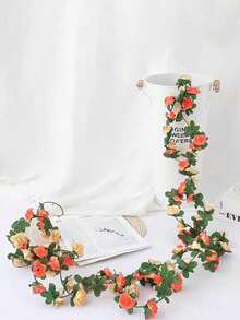 1Pc 45 Heads Artificial Rose Vine, Fake Hanging Flower Garland For Wedding Arch Flower Wall Decor - Multicolor - View 6