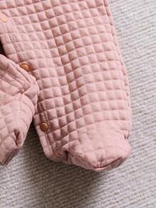 1 pieza Pijama de una pieza para bebé con diseño de orejas de conejo 3D rosa, suave y lindo, adecuado para otoño/invierno - Rosa Pálido - Ver 8