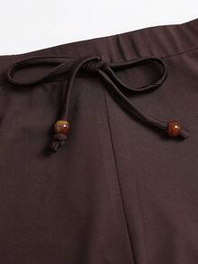 Sweetra Women's 2 Pieces Set Camisole Top And Bow Long Pants, Slimming Elegant Vacation Style - Brown - View 7