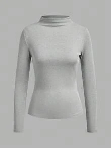 SHEIN LUNE 3 piezas de camisetas de manga larga acanaladas de color sólido para mujer - Multicolor - Ver 7