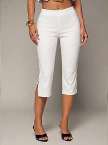 Hauture Women's Low Rise Stretch Capri Pant - White - View 2