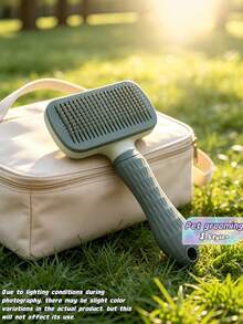 Self Cleaning Pet Grooming Brush 1PC One Click Deshedding Tool For Dogs Cats Rabbits Hair Remover Slicker Comb For Long Short Haired Pets Reusable Easy Clean Fur Removal For Home Use - Grey - View 5