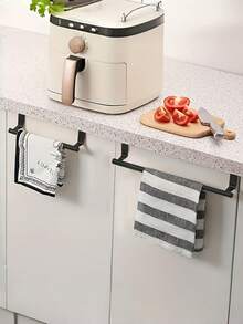 1 PC Elegant No Drill Over Door Towel Rack For Bathroom Kitchen Durable Rustproof Space Saving Wall Mounted Hanging Holder Strong Adhesive Hook Organizer Storage Rack Home Apartment Dorm Use Practical Decorative Stylish Multi Purpose - multicolor - View 5