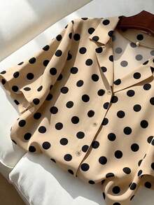 Franclia Casual Versatile Solid Color Lapel Short Sleeve Summer Women's Shirt - Multicolor - View 4