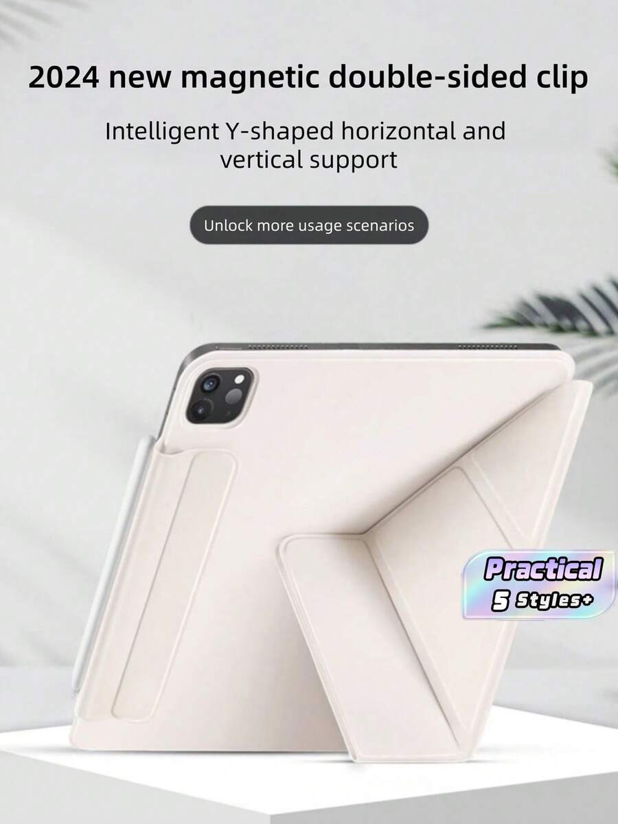 Compatible With Air11 Protective Case 2026 And Air13 Protective Shell With Magnetic Closure And Three-Fold Design. - Beige - View 1