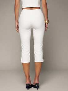 Hauture Women's Low Rise Stretch Capri Pant - White - View 3
