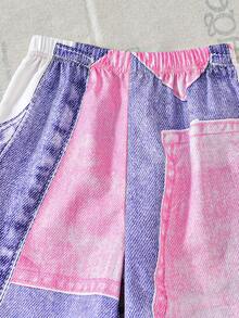 3件組女童迷彩印花運動衫上衣與細肩帶背心套裝，搭配休閒迷彩錐形長褲，適合春/秋季日常穿著 - 白色 - 查看 5