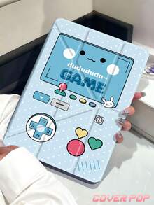One Blue Bow Game Pattern Tablet Case, Built-In Slot, Reinforced Silicone Corner, Automatic Wake-Up Sleep Function, Suitable For Christmas, Valentine's Day And New Year's Day Gifts. - Multicolor - View 2